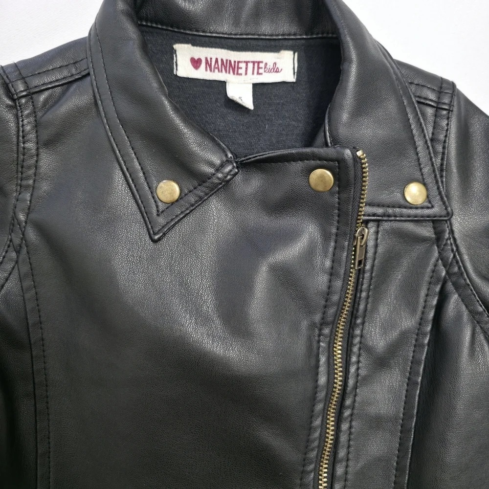Nanette Kids Black Moto Jacket Size 5 Y2K Style